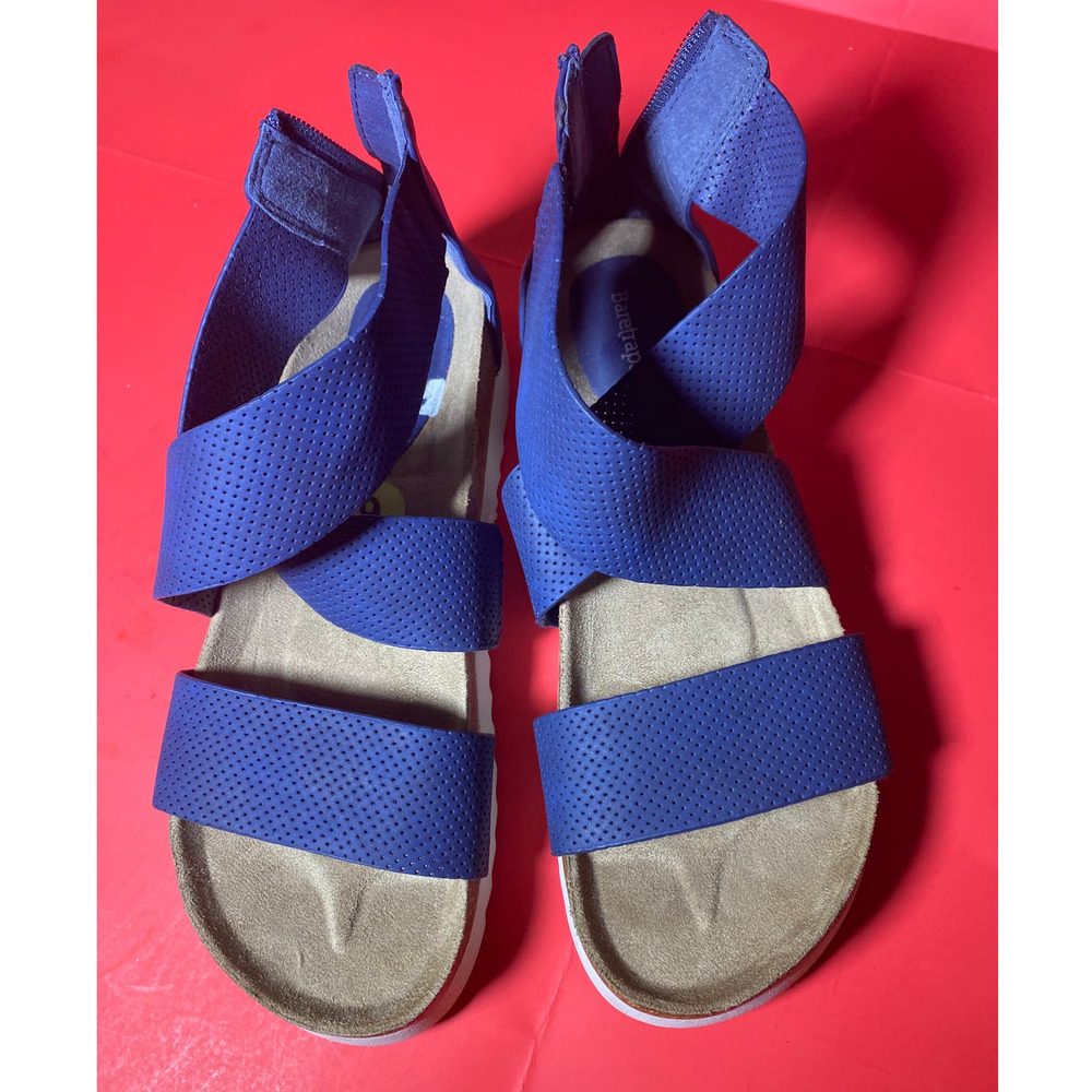 Baretraps Izra Blue Gladiator Sandal Elastic Stretch Straps Comfort Flat 9/9.5 M